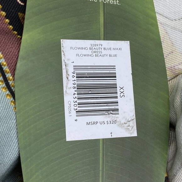 Farm Rio Women’s Flowing Beauty Maxi Dress Size XXS BlueMulti Long Sleeve V-Neck - Picture 5 of 11